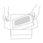 Verpackungsvorgang Polster eingelegt